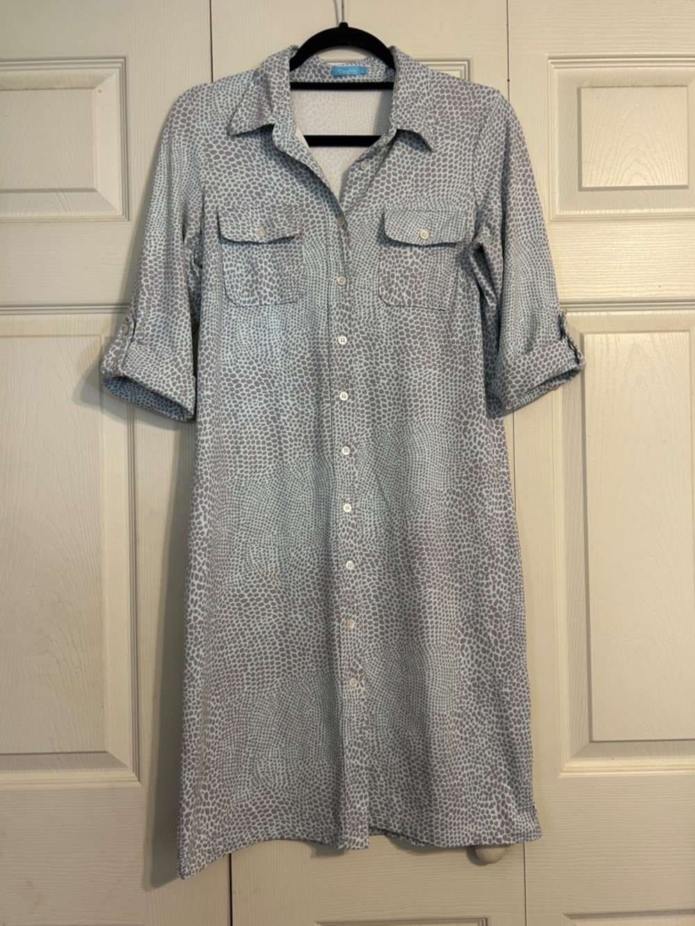 J. McLaughlin Light Blue Printed Button-Front Midi Dress - Picture 2 of 9